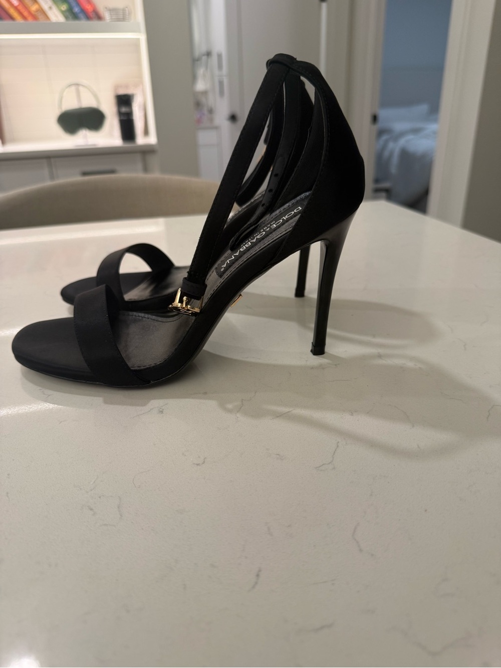 Dolce & Gabbana Black Satin Stiletto Sandals
